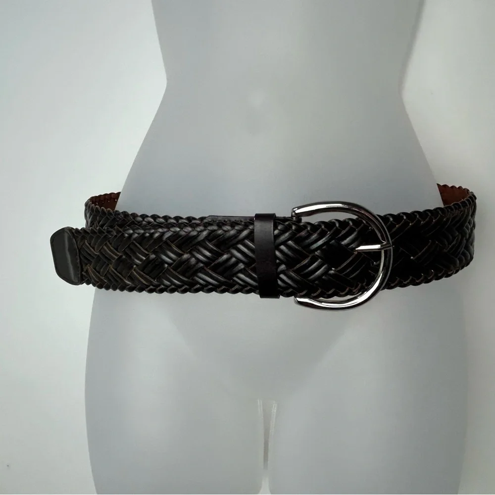Happy Time Brown Leather Weave‎ Belt